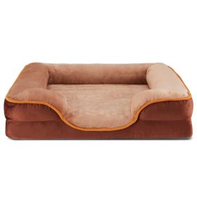 Orthopedic Dog Bed for Large Breeds â€“ Memory Foam Pet Bed with Raised Sides, Washable Cover, Brown