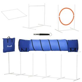 5Pcs Dog Agility Training Equipment with 8.7KG Net Weight, Pet Agility Set with Tunnels, Adjustable Jump Ring, Jumper, Weave Poles, Square Pause Box,