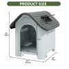 Waterproof Plastic Dog House with Adjustable Skylight and Elevated Floor, Outdoor Indoor Doghouse Puppy Shelter,Gray,30''Lx 23.3''Wx 26"H