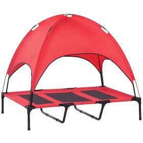 48 In X 36 In Elevated Dog Cot Cooling Pet Bed With UV Protection Canopy Shade, Portable Raised Outdoor Dog Bed, Heavy Duty Pet Hammock Bed For Medium