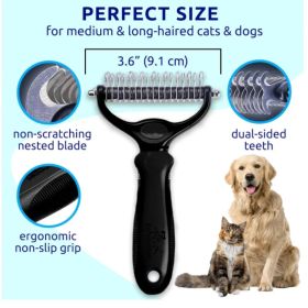 Pet hair removal dog brush for hair removal - indoor cats use cat brush, long and short haired dogs use double-sided cat brush for hair removal (Color: Black)