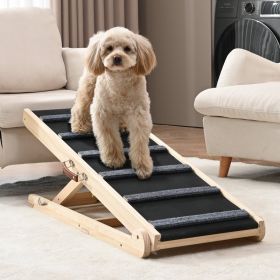 Dog Ramp, Folding Pet Ramp For Bed, Adjustable Dog Ramp For Small, Large, Old Dogs & Cats, Wooden Pet Ramp (Size: 41.3' Long Ramp)