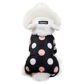 Warm big polka dot four-leg cotton coat (Option: Black-M)