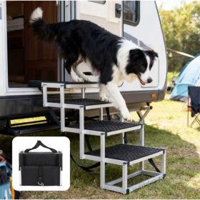 Foldable Dog Ramp For Cars, SUVs, Trucks, Portable Pet Dog Stairs For Large Dogs With Non-Slip Surface  Reinforced Design, Lightweight Yet Sturdy Supp (Option: Black)