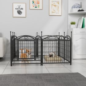 Dog Playpen Indoor 8 Panels Metal Dog Pen Pet Dog Fence Outdoor Exercise Pen with Doors, Heavy Duty Dog Fence Puppy Pen for Large Medium Small (Size: 24 Inch)