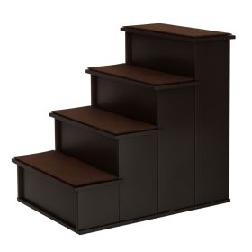 Pet Stairs, Small Pet Steps with Cushioned Removable Covering for Dogs Up To 22 lbs. (Color: Brown)