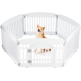 Dog Playpen Safe & Secure Indoor/Outdoor Pet Fence | Folding & Portable | Ideal for Small to Medium Dogs | Easy to Clean (Option: White/6-Panel)