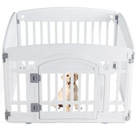 Dog Playpen Safe & Secure Indoor/Outdoor Pet Fence | Folding & Portable | Ideal for Small to Medium Dogs | Easy to Clean (Option: White/4-Panel)