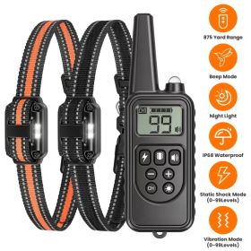 Dog Training Collar with Remote Rechargeable Dog Training Collar IP68 Waterproof with 4 Training Modes 3 Channels for Medium and Small Dogs (Option: Black_2Collar)