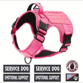 Hiphoppet US Local Tactical Service Dog Harness Vest Adjustable Reflective No Pulling Large Dog Harness With Metal Buckle (Option: Pink-XL)