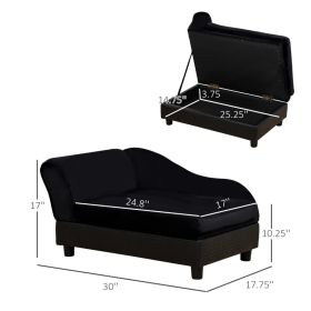 PawHut Pet Sofa Bed Couch With Storage (Color: Black)