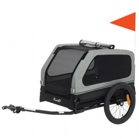 Dog Bike Trailer for Small & Medium Dogs, Universal Bicycle Coupler, Flip-Down Ramp Tailgate (Color: Gray)