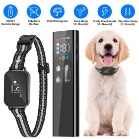 2-in-1 Dog Shock and Bark Collar Dog Training Collar with Remote 1/2/3 Collars(Options) Rechargeable IP68 Waterproof with 3 Channels for Medium and Sm (Option: With 1 Collar)