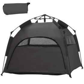 Pop Up Dog Tent for Extra Large and Large Dogs with Carry Bag, for Beach, Backyard, Home. (Color: Dark Gray)