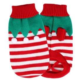 2 Patterns 4 Sizes Option-- 1Pc Pet Christmas Turtleneck Sweater Dog Cat Christmas Clothes Snowman Stripes Costume Winter Holiday Sweater For Small Me (Option: FurballL)