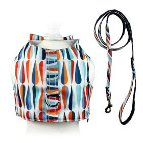 Chic Raindrop Harness Vest with Matching Leash (Color: Blue/Orange/White, Size: XS)
