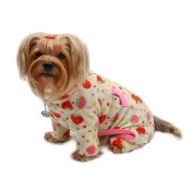Yummy Strawberry Fleece Turtleneck Pajamas (Color: Yellow, Size: XS)