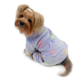 Ultra Plush Colorful Bones/Paws Turtleneck Pajamas (Color: Purple, Size: XS)