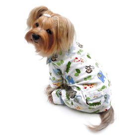 Zoo Animals Flannel Pajamas with 2 Pockets (Color: White, Size: XS)