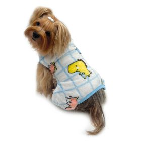 Ultra Plush Colorful Dinosaurs Front Sleeveless Pajamas (Color: White, Size: XS)