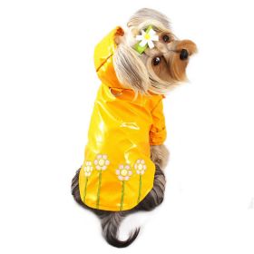 Polka Dots & Daisies Raincoat with Cotton Lining (Color: Yellow, Size: XS)