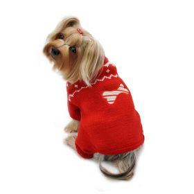 Candy Cane Bone Holiday Sweater Bodysuit (Color: Red, Size: XS)