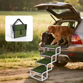Foldable Dog Ramp For Cars, SUVs, Trucks, Portable Pet Dog Stairs For Large Dogs With Non-Slip Surface & Reinforced Design, Lightweight Yet Sturdy Sup (Option: Green)
