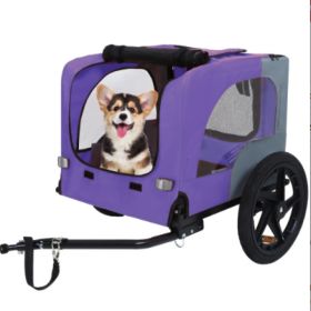 Utdoor Heavy Duty Collapsible Pet Bike Trailer With 16-Inch All Terrain Wheels & Universal Hitch   Foldable Dog Cargo Carrier Cart For Bicycles (Option: Purple)