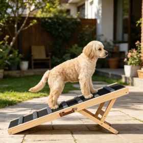 Dog Ramp with Non-Slip and Adjustable Height (Size: 39.3 X 15.7 X 1.8 In)