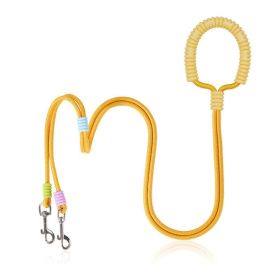 One To Two Anti-escape P-chain Dog Leash for Outdoor (Color: Yellow, Type: Dogs Leash)