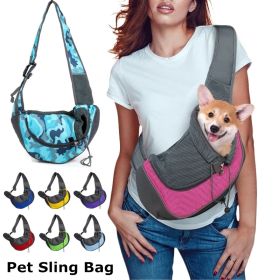 Pet Puppy Carrier S/L Outdoor Travel Dog Shoulder Bag Mesh Oxford Single Comfort Sling Handbag Tote Pouch (Color: Green, Size: L)