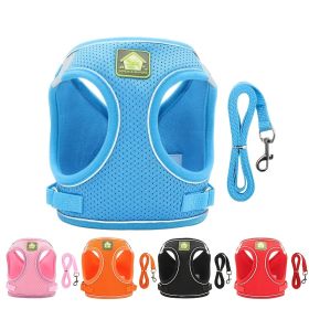Reflective Pet Harness And Leash Set For Dog & Cat; No Pull Dog Vest Harness With Breathable Mesh (Color: Black, Size: M)