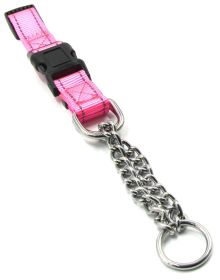 Pet Life 'Tutor-Sheild' Martingale Safety and Training Chain Dog Collar (Color: Pink, Size: Small)