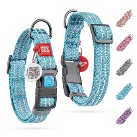 Reflective Cotton Dog Collar Eco Friendly Alt to Nylon Collar for Small Medium and Large Dogs (Size: 10"-16" Neck)