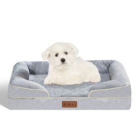 Orthopedic Dog Bed With High Support For Small And Large Breeds - Breathable, Waterproof Memory Foam Bed With Elevated Sides (Color: Gray, Size: L)