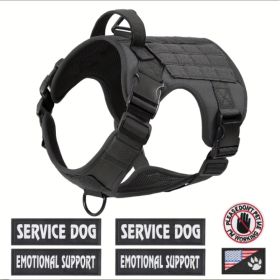 Hiphoppet US Local Tactical Service Dog Harness Vest Adjustable Reflective No Pulling Large Dog Harness With Metal Buckle (Option: Black-S)