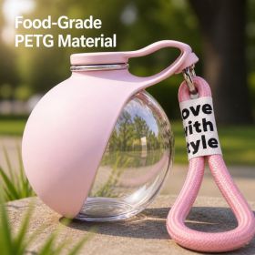 Portable Dog Water Bottle, 285ml BPA Free PETG Pet Travel Water Bottle With Foldable Silicone Bowl, Leak Proof Hands-Free Collar Clip Design For Small (Option: Pink)