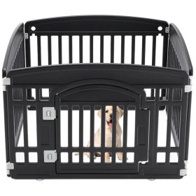 Dog Playpen Safe & Secure Indoor/Outdoor Pet Fence | Folding & Portable | Ideal for Small to Medium Dogs | Easy to Clean (Option: black/4-Panel)