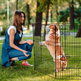 Dog Playpen 8 Panels Foldable Metal Dog Exercise Pen With Bottom Pad (Option: Open)