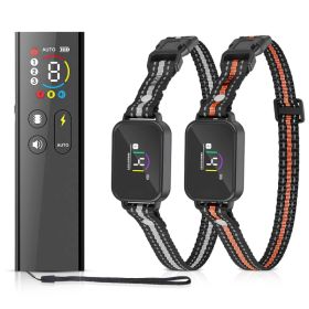 2-in-1 Dog Shock and Bark Collar Dog Training Collar with Remote 1/2/3 Collars(Options) Rechargeable IP68 Waterproof with 3 Channels for Medium and Sm (Option: With 2 Collar)