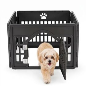 Plastic Dog With Movable Enclosure, Suitable For Small And Medium-sized Dogs, Cats And Rabbits. (Option: Black 4p)
