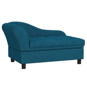 Elevated Dog Bed with Storage Space Soft Cushion for Small to Medium Pets (Color: Navy Blue)