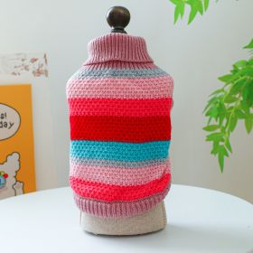 Pet Ring Comfortable Color Stripes Colorful Sweater (Option: Color Stripes Colorful Sweater-M)