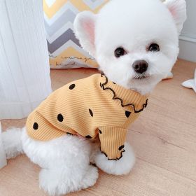 Dot turtleneck dog bottoming shirt (Color: Yellow, Size: XL)
